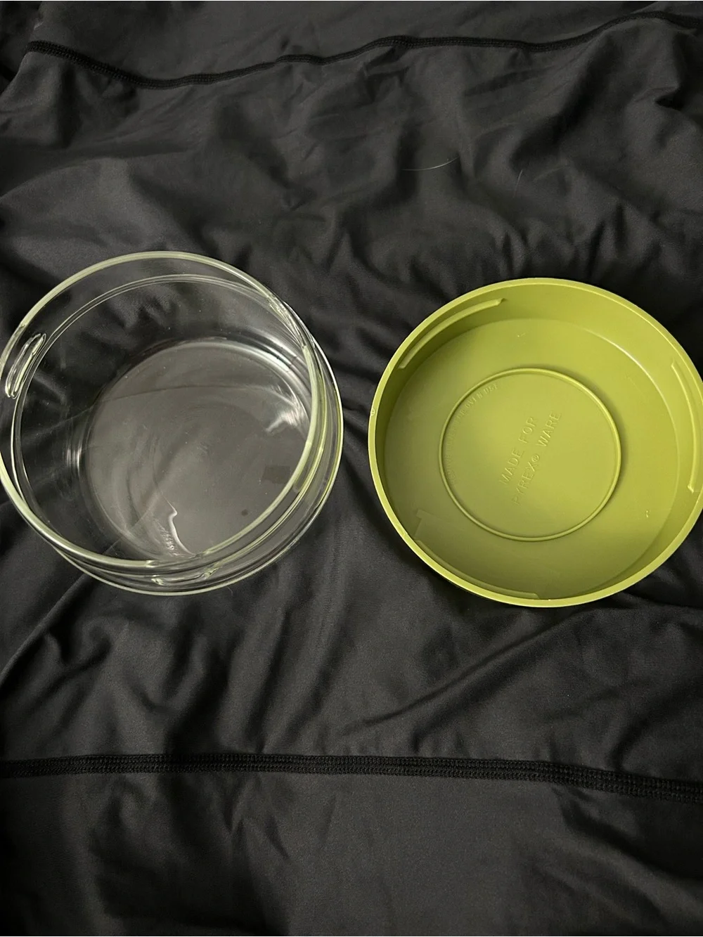 Vintage Pyrex Clear Glass Storage Jar with Avocado Green Lid